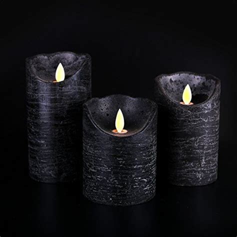 Kitch Aroma Marble Black Flameless Candles 3 X 456inch Battery Operated Led Pillar Candles