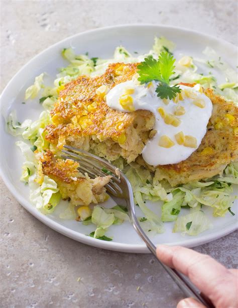 Corn And Crab Cakes With Cilantro And Lime Sour Cream Crab Cake Recipes