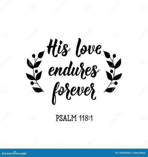 His Love Endures Forever Bible Lettering Calligraphy Vector Ink