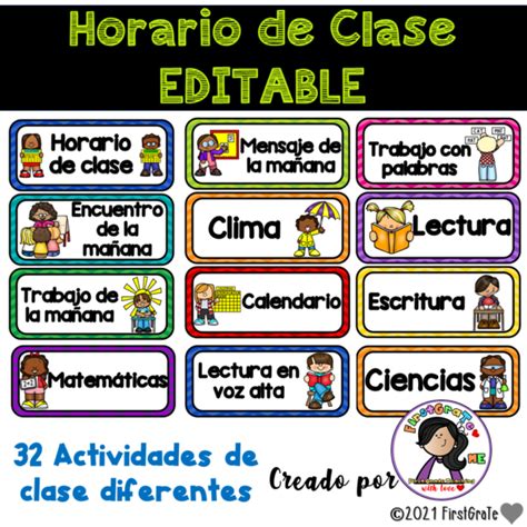 Horario de clase EDITABLE - Made By Teachers