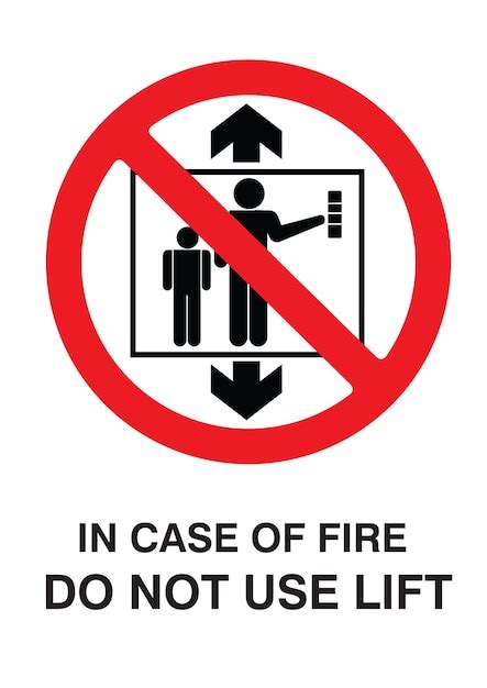 Premium Vector In Case Of Fire Do Not Use Lift Sign