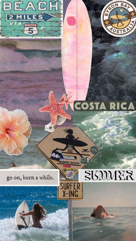 Download Beach Surf Collage Aesthetic Wallpaper