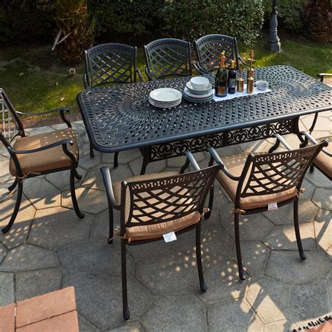 Darlee Sedona 9 Piece Cast Aluminum Patio Dining Set W 92 X 42 Inch Rectangular Dining Table