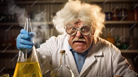 Premium Photo A Scientist In A Lab Wearing Glasses And A White Lab Coat Holds A Test Tube With