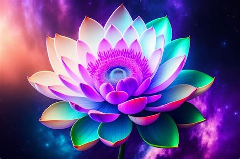 Premium AI Image | A colorful lotus flower on a background of purple ...