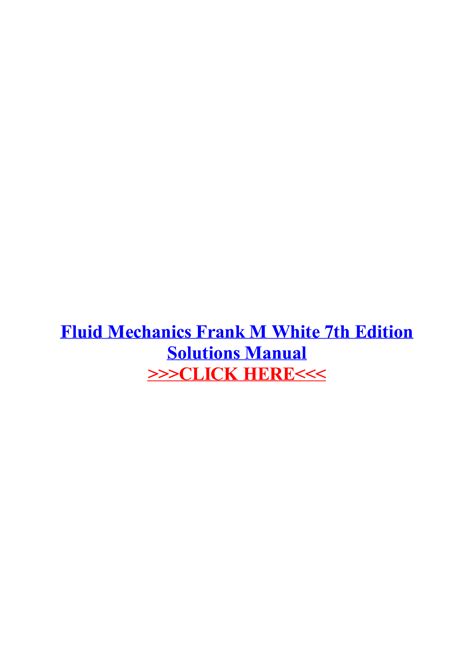 Fluid Mechanics Frank M White 7th Editio Fluid Mechanics Frank M