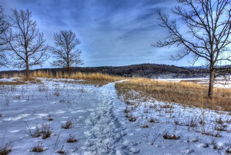 Hiking under the winter sky on the Ice Age Trail, Wisconsin image