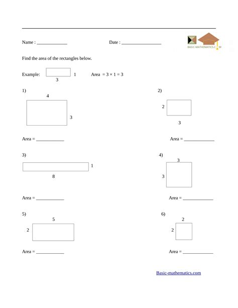 Area Of A Rectangle Worksheet