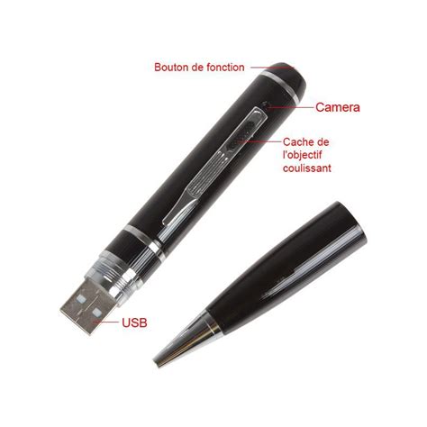 Stylo espion caméra Full HD 1080p discret 16Go noir 60FPS Microphone