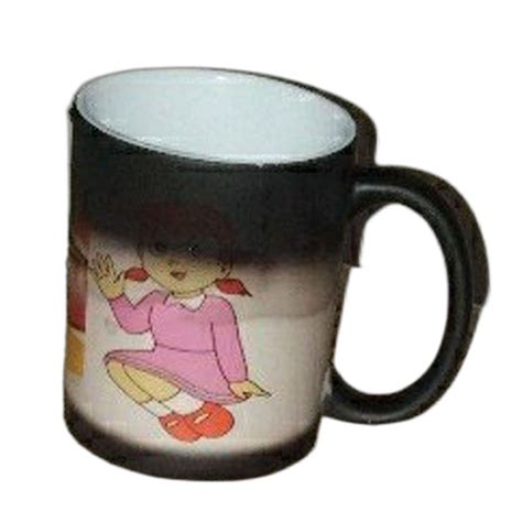 Black Printed Sublimation Magic Mug For Gifting Purpose Size Cm