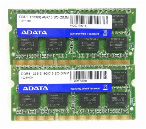 【目立った傷や汚れなし】adata Pc3 10600 Ddr3 1333 4gb×2枚 合計8gb ノートpc用 メモリの落札情報詳細