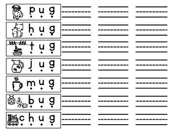 Short U Phonics Practice Printables For Word Families Ug Ut Un