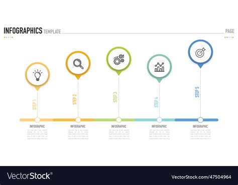 Circular Pin Infographic And Gantt Chart Vector Image