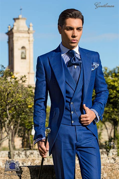 Bespoke Prince Of Wales Royal Blue Morning Suit Style 2149 Mario Moyano