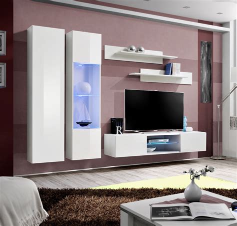 Ensemble Meuble TV Mural FLY O5 260 X 40 X 190 Cm Blanc