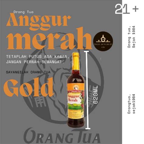 Jual Minuman Anggur Merah Gold Cap Orang Tua Amer Cap Orang Tua Alc