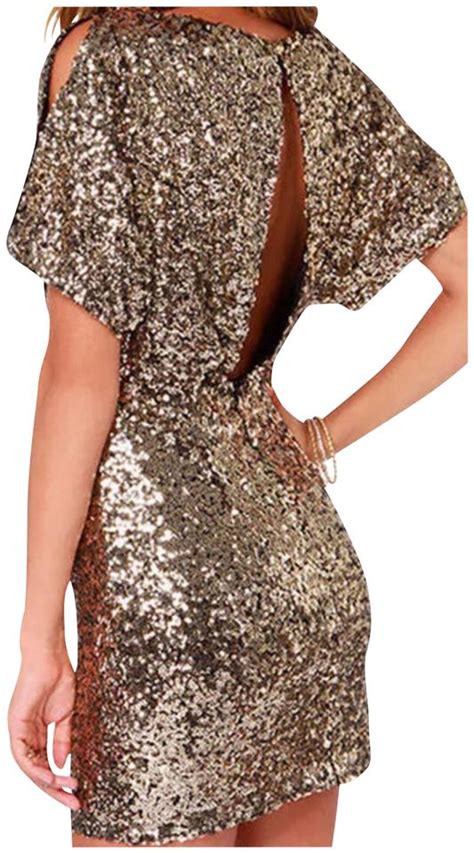 Gold New Sequin Keyhole Back Short Night Out Dress Size 10 M Tradesy