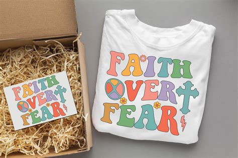 Faith Over Fear Groovy Christian Design Graphic By Svgdesignsstore07