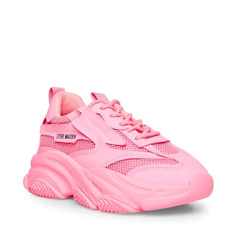 POSSESSION Hot Pink Platform Sneaker | Women's Lace Up Sneakers – Steve ...