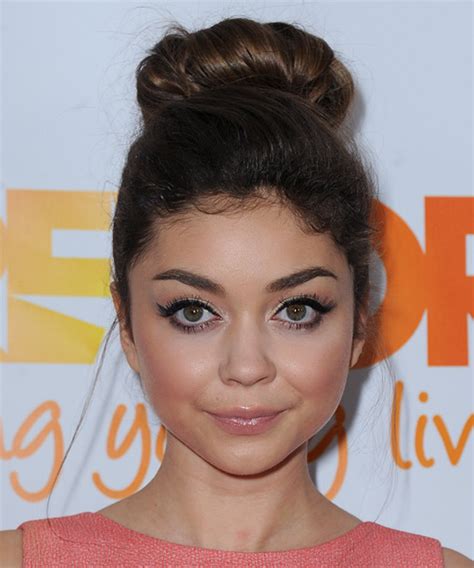 Sarah Hyland Long Straight Dark Mocha Brunette Updo Hairstyle