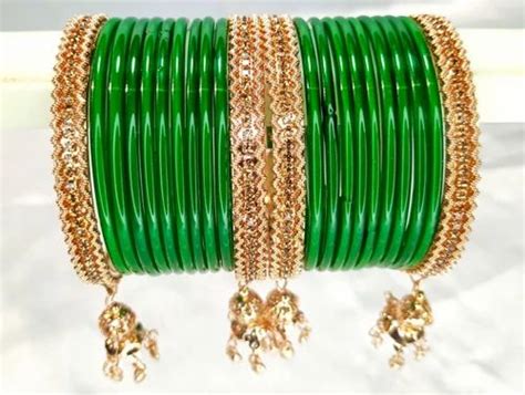 2 6inch Green Plain Glass Bangles Set at Rs 199 set कच क चडय