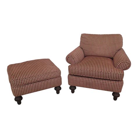 Upholstered Club Chair & Matching Ottoman | Chairish