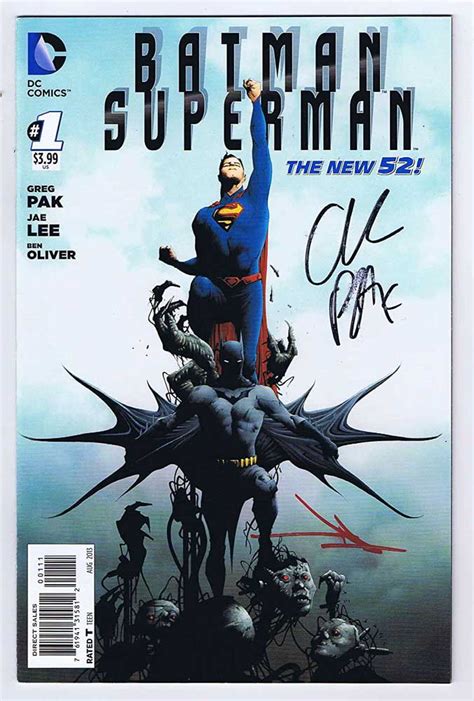 Batman Superman Vf Nm Signed W Coa Greg Pak Jae Lee Dc Comics