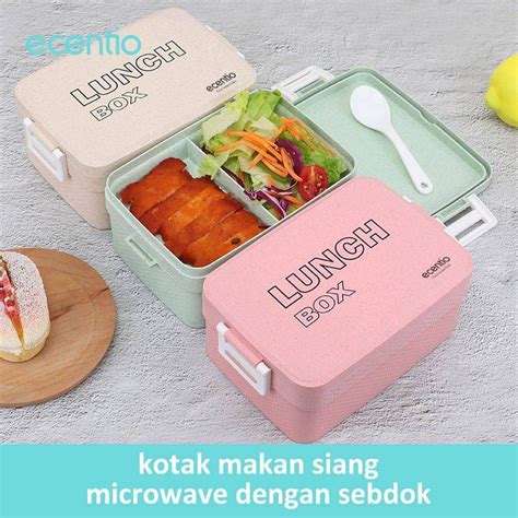 Jual Ecentio Double Plastic Lunch Boxes Plbe 2601 Kotak Makan Siang