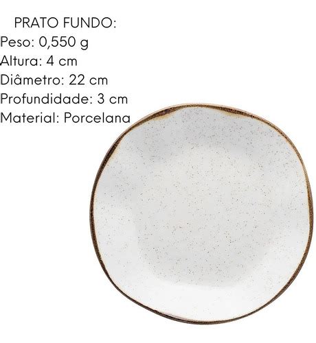 Jogo 6 Prato Fundo Ryo Maresia Oxford 22cm Jantar Almoço Parcelamento