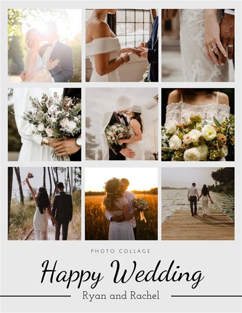 grey simple wedding photo collages venngage