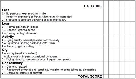 Printable Flacc Pain Scale