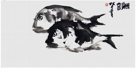 Qi Mengzhang Ink Wash Painting Chinese Painting Web Sea Bream