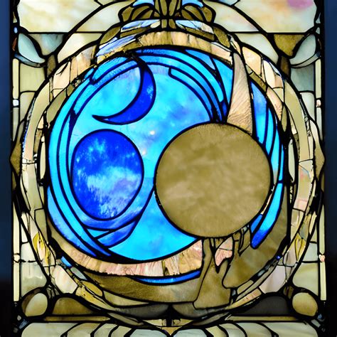 Art Nouveau Silhouette Surreal Champagne Stained Glass Moon Celestial