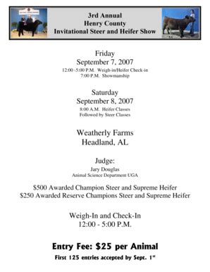 Fillable Online Aces Invitational Steer And Heifer Show Aces Fax