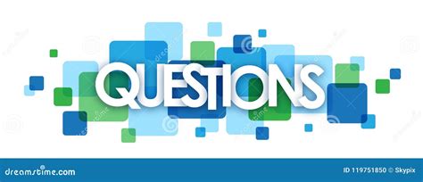 Questions Blue And Green Overlapping Squares Banner Stock Vector