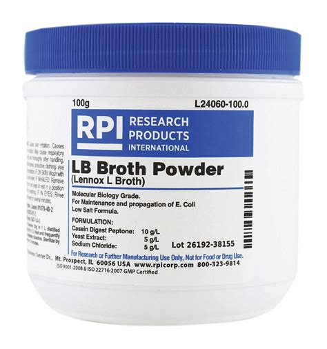 Rpi Lb Broth Lennox L Broth Powder 100 G 1 Ea 31fz48l24060 1000 Grainger