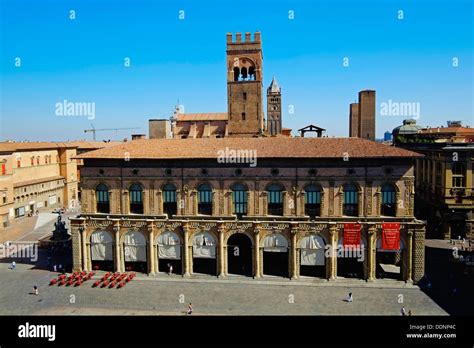 Italy Emilia Romagna Bologna View Of Piazza Maggiore Palazzo Del