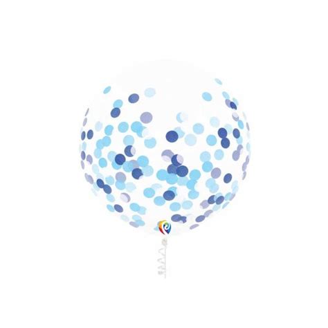 BALLON EN LATEX TRANSPARENT AVEC CONFETTIS BLEU 17 POUCES Fête pour