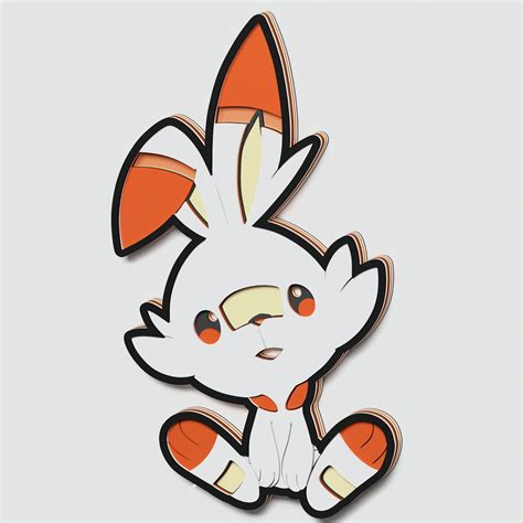 Multilayer Scorbunny Pokemon 3d Svg Design Dxf Svg Layered Etsy