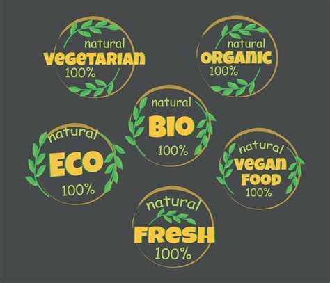 Vector Graphics Eco Bio Organic And Natural Products Sticker Label Badge And Logo Pattern Of