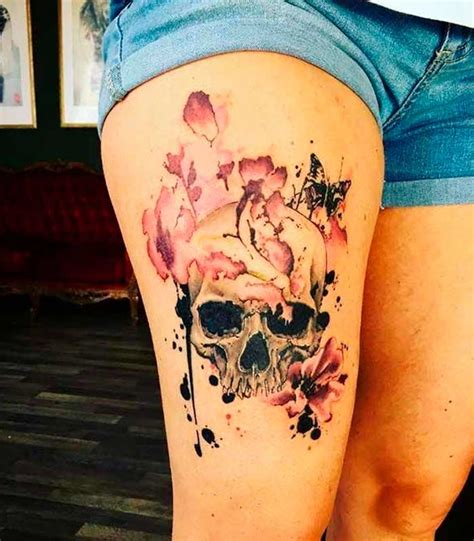 Arriba 90 Foto Tatuajes De Calavera En La Pierna Para Mujer Lleno