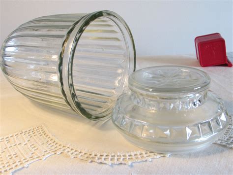 Tang Anchor Hocking Glass Apothecary Jar Ribbed Vintage Glass Jar With Lid