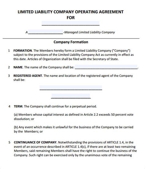 Operating Agreement Amendment Template