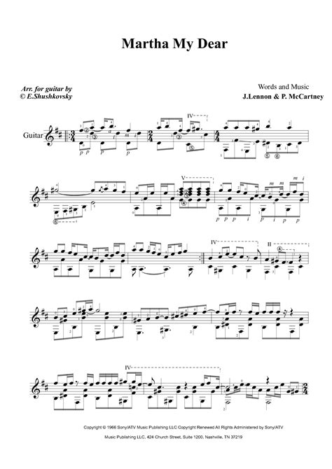 Martha My Dear Arr Evgeny Shushkovsky By The Beatles Sheet Music For Solo Guitar At Sheet