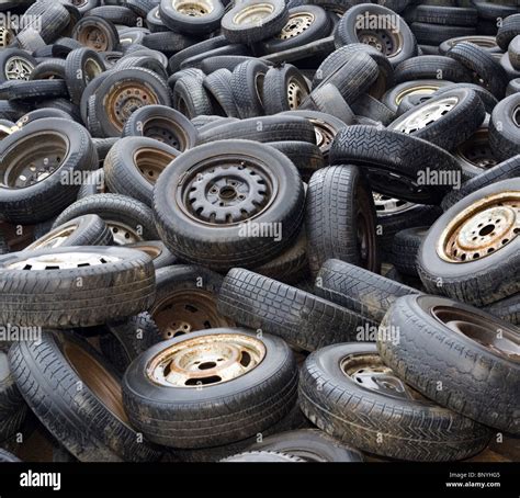 Background of Old worn car tyres on junkyard Stock Photo: 30724629 - Alamy