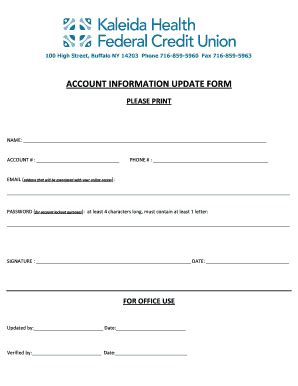 Fillable Online Kaleidahealthfcu Account Information Update Form