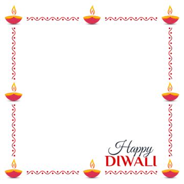 Happy Diwali Lettering And Diya Decoration Border, Diwali, Decoration ...