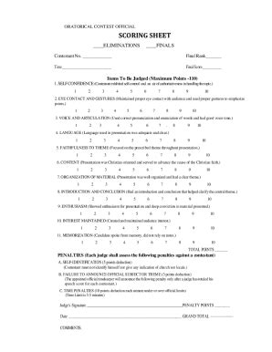 Fillable Online Scoring Sheet Fax Email Print Pdffiller