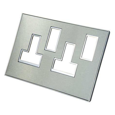 Legrand Arteor 2 Gang Switched Socket Surround Plate Brushed Metal Stainless Steel 575106 Cef