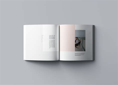 方形软封图书内页版式设计效果图样机 Square Softcover Book Mockup 设计小咖